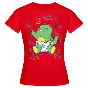 Baby Dino Eierschale Party Musik Geschenk - Frauen T-Shirt - Rot - Vorne - AI Model Female 172 dark (172cm)