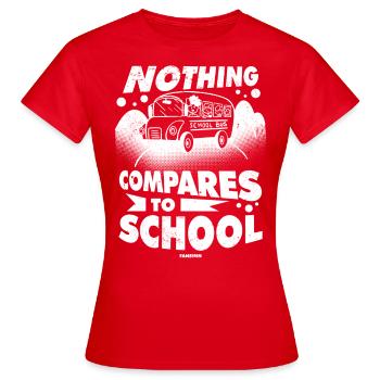 Schulbus - Frauen T-Shirt - Rot - Vorne - AI Model Female 172 dark (172cm)