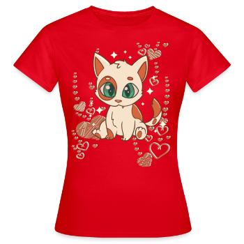ich liebe kleine Babykatzen mit Kulleraugen - Frauen T-Shirt - Rot - Vorne - AI Model Female 172 dark (172cm)