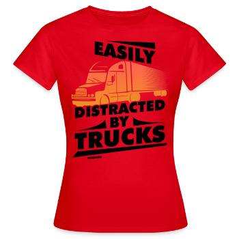 Easily Distracted By Trucks - Women's T-Shirt - red - Front - AI Model Female 172 dark (172cm)