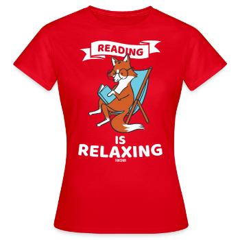 Buch lesen Fuchs im Liegestuhl - Frauen T-Shirt - Rot - Vorne - AI Model Female 172 dark (172cm)