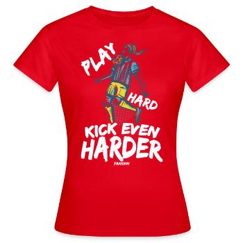 Fussball Mädchen Fussballmannschaft - Frauen T-Shirt - Rot - Vorne - AI Model Female 172 dark (172cm)