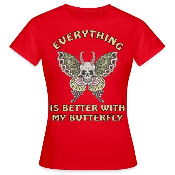 Totenkopf Falter Schmetterling des Todes - Frauen T-Shirt - Rot - Vorne - AI Model Female 172 dark (172cm)