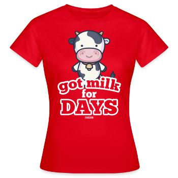 La vache a du lait pendant plusieurs jours - T-shirt Femme - rouge - Devant - AI Model Female 172 dark (172cm)