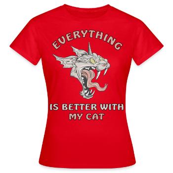 Horror Cat Halloween Monster Scary - Women's T-Shirt - red - Front - AI Model Female 172 dark (172cm)