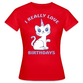 Anniversaire du chat Chat dame Chat Maman chat - T-shirt Femme - rouge - Devant - AI Model Female 172 dark (172cm)