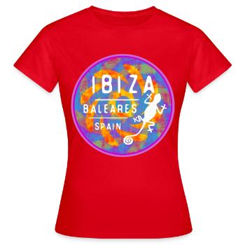 Illustration colorée de l’île des îles Baléares d’Ibiza - T-shirt Femme - rouge - Devant - AI Model Female 172 dark (172cm)