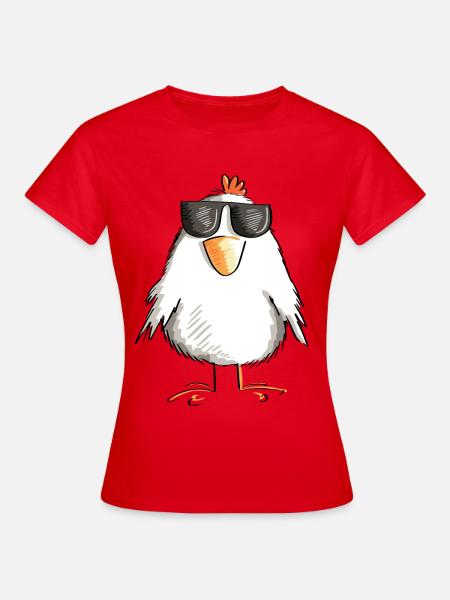 Huhn mit cooler Sonnenbrille - Hahn - Gockel - Frauen T-Shirt - Rot