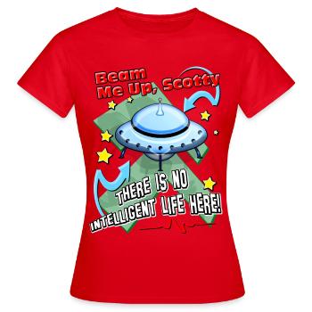 Beam Me Up! Alien-UFO-Raumschiff-Science-Fiction - Frauen T-Shirt - Rot - Vorne - AI Model Female 172 dark (172cm)