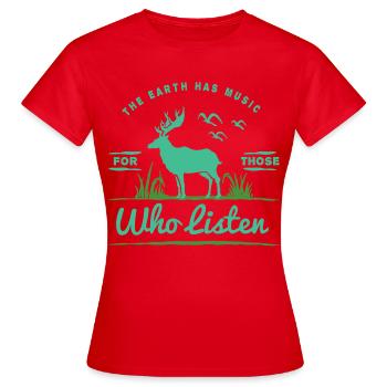 Hirsch Elch Ren Geweih Natur Erde Outdoor Geschenk - Frauen T-Shirt - Rot - Vorne - AI Model Female 172 dark (172cm)