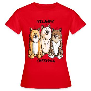 Islandhund Trio - Frauen T-Shirt - Rot - Vorne - AI Model Female 172 dark (172cm)