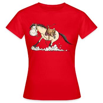 Western horse make sliding stop - Women's T-Shirt - red - Front - AI Model Female 172 dark (172cm)