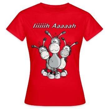 Esel Trio - Frauen T-Shirt - Rot - Vorne - AI Model Female 172 dark (172cm)