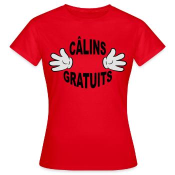 Câlins gratuits mains - T-shirt Femme - rouge - Devant - AI Model Female 172 dark (172cm)