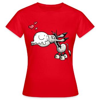Es ist knutsch Esel Zeit - Frauen T-Shirt - Rot - Vorne - AI Model Female 172 dark (172cm)