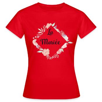 Romantische Blumen Die Braut - Frauen T-Shirt - Rot - Vorne - AI Model Female 172 dark (172cm)