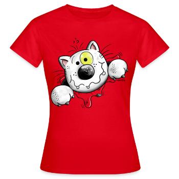 Crazy Cat - T-shirt Femme - rouge - Devant - AI Model Female 172 dark (172cm)