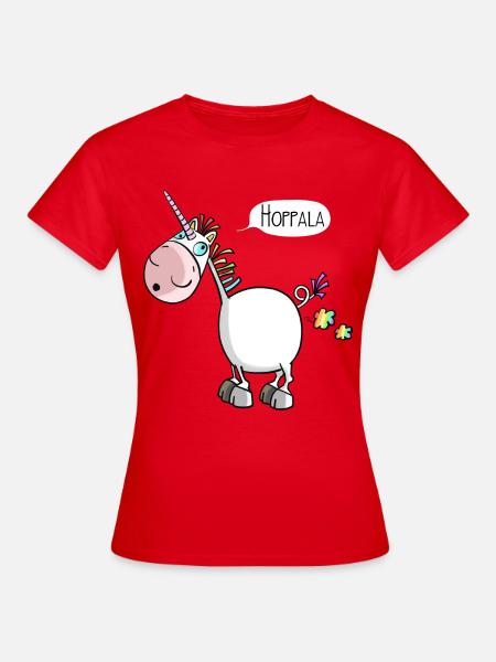 Hoppala Einhorn - Frauen T-Shirt - Rot