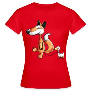 Waldfuchs mit Ziehente Spielzeug  - Frauen T-Shirt - Rot - Vorne - AI Model Female 172 dark (172cm)
