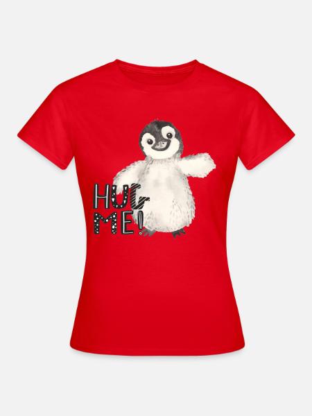 Hug Me Pinguin Kuschel Spruch - Frauen T-Shirt - Rot