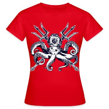 Pieuvre Scaphandre Trident - T-shirt Femme - rouge - Devant - AI Model Female 172 dark (172cm)