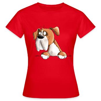 Heureux chien boxer allemand - T-shirt Femme - rouge - Devant - AI Model Female 172 dark (172cm)