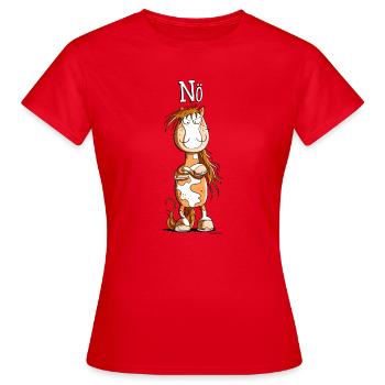 Nö Pferd I Einfach Nö Tiermotiv - Frauen T-Shirt - Rot - Vorne - AI Model Female 172 dark (172cm)