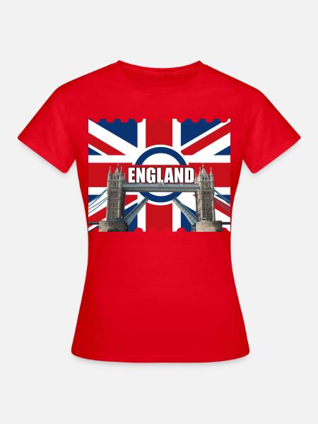 Turmbrücke mit England-Flagge - Frauen T-Shirt - Rot
