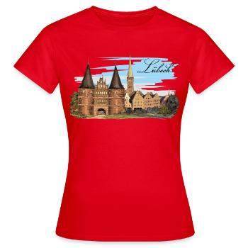 Lübeck - T-shirt Femme - rouge - Devant - AI Model Female 172 dark (172cm)