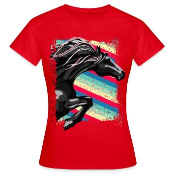 Reiten - Reiter - Reitschule - Pferd - Ross Stute - Frauen T-Shirt - Rot - Vorne - AI Model Female 172 dark (172cm)