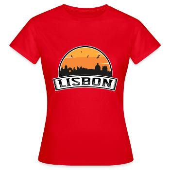 Lissabon Portugal Skyline Travel Souvenir Portugiesisch - Frauen T-Shirt - Rot - Vorne - AI Model Female 172 dark (172cm)