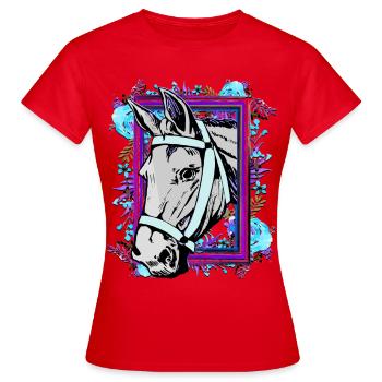 Riding - rider - equestrian sport - horse head - horse - Women's T-Shirt - red - Front - AI Model Female 172 dark (172cm)