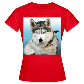 Husky - T-shirt Femme - rouge - Devant - AI Model Female 172 dark (172cm)