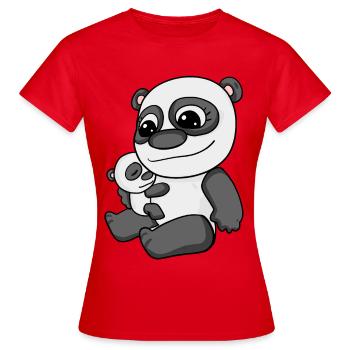 Panda avec bébé - Panda avec enfant - T-shirt Femme - rouge - Devant - AI Model Female 172 dark (172cm)