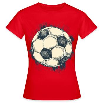 Retro Fussball - Soccer Ball - Fussballspieler - Frauen T-Shirt - Rot - Vorne - AI Model Female 172 dark (172cm)