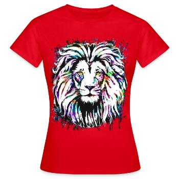 Lion coloré - Löwenkopf Streetart - Graffiti - T-shirt Femme - rouge - Devant - AI Model Female 172 dark (172cm)