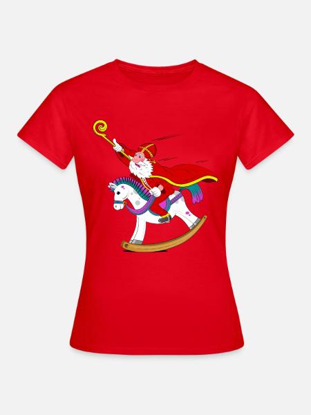 Sinterklaas auf Schaukelpferd - Frauen T-Shirt - Rot