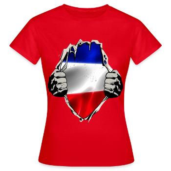Drapeau rouge bleu-blanc - T-shirt Femme - rouge - Devant - AI Model Female 172 dark (172cm)