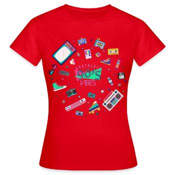 Ambiance nostalgique des années 90 - T-shirt Femme - rouge - Devant - AI Model Female 172 dark (172cm)
