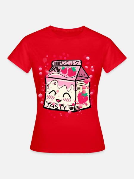 Erdbeer Milch Packung kawaii - Frauen T-Shirt - Rot