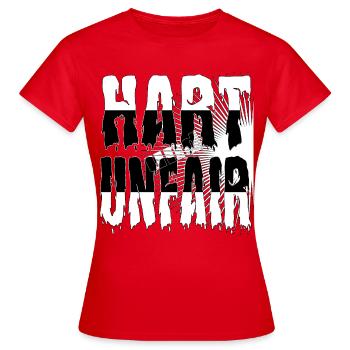 HART und UNFAIR - Frauen T-Shirt - Rot - Vorne - AI Model Female 172 dark (172cm)