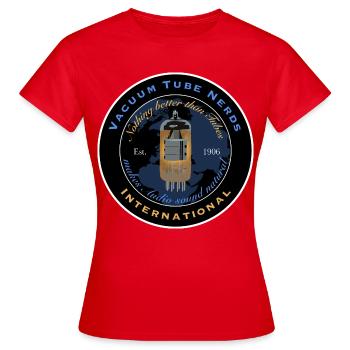 Vacuum Tube Nerds - Fantasie Club Abzeichen - Frauen T-Shirt - Rot - Vorne - AI Model Female 172 dark (172cm)