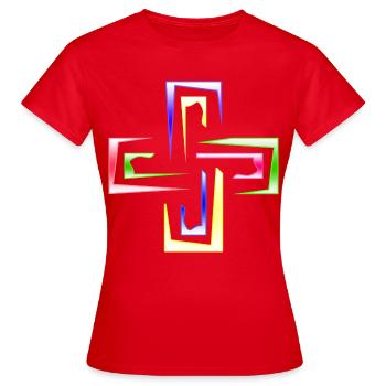 Prisme néon encadre le logo abstrait - T-shirt Femme - rouge - Devant - AI Model Female 172 dark (172cm)