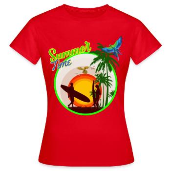 heure d'été - T-shirt Femme - rouge - Devant - AI Model Female 172 dark (172cm)