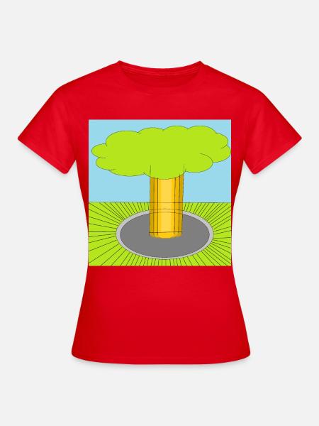 Baumdurchbruch Pop Art Waldszene - Frauen T-Shirt - Rot