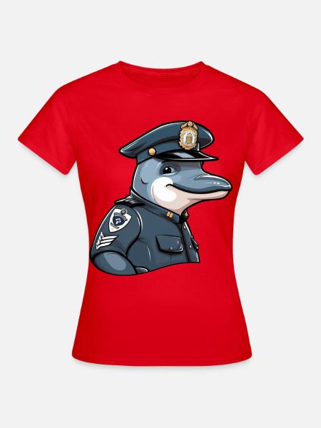 Delfin Polizei - Frauen T-Shirt - Rot