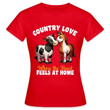 Country Love Where the Heart is at Home, Country Life - Women's T-Shirt - red - Front - AI Model Female 172 dark (172cm)