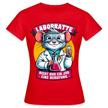 Laborratte – Chemie Humor mit Berufung - Frauen T-Shirt - Rot - Vorne - AI Model Female 172 dark (172cm)