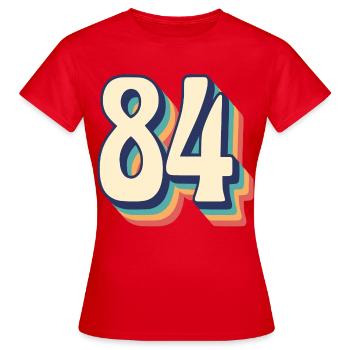 T-Shirt rétro Vintage numéro 84 quatre-vingt-quatre - T-shirt Femme - rouge - Devant - AI Model Female 172 dark (172cm)