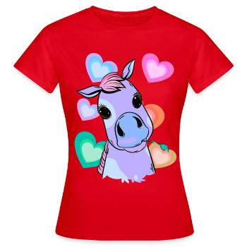 Fantasy Herz Pony bunt farbenfreudig Kind Baby - Frauen T-Shirt - Rot - Vorne - AI Model Female 172 dark (172cm)